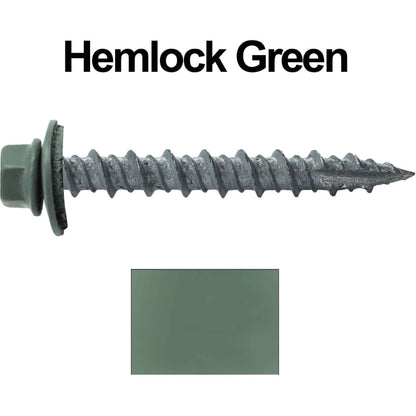 #10 x 1-1/2" Metal ROOFING SCREWS - Hex Washer Head - Self starting/self tapping - EPDM washer. Colored head.