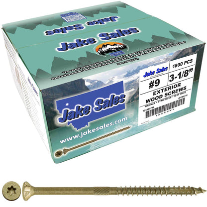 #9 x 1-1/2" - 3-1/8" Bronze Exterior Coated Wood Screw Torx/Star Drive Head - Multipurpose Exterior Coated Torx/Star Drive Wood Screws