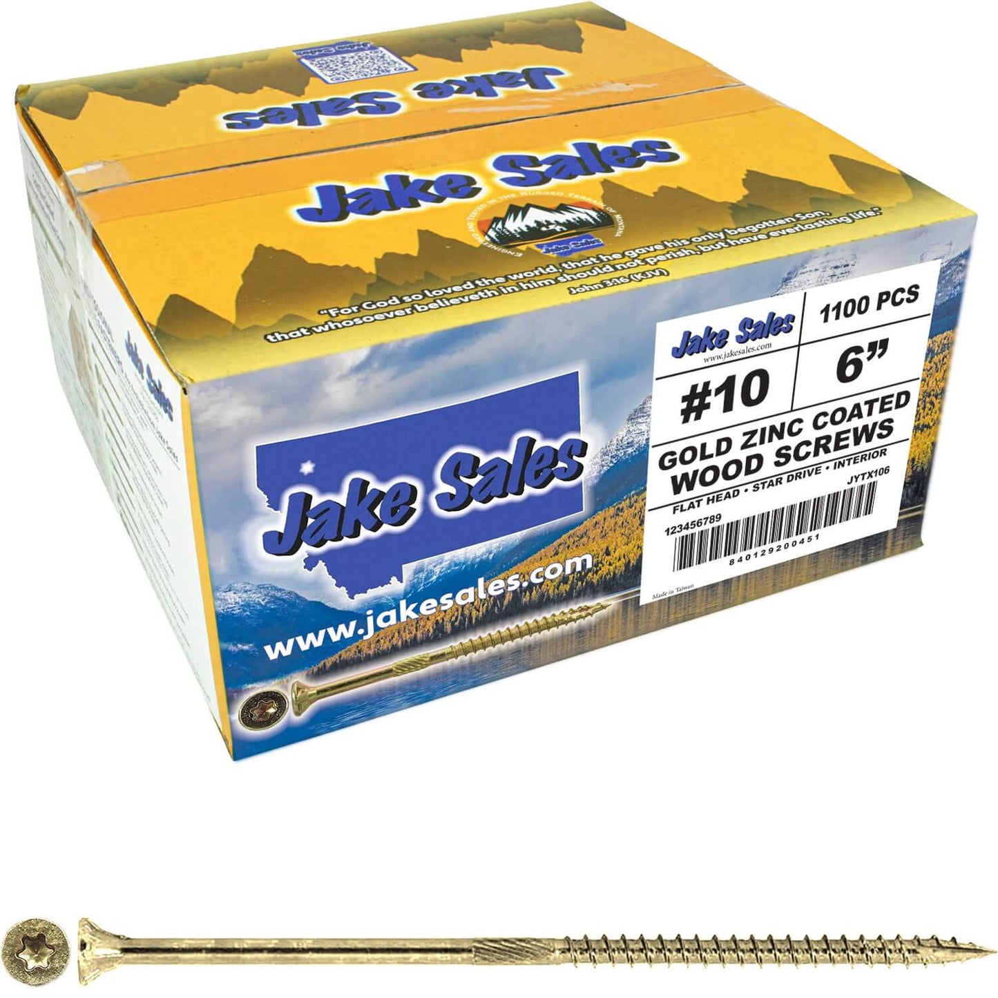 #10 Gold Star/Torx Drive Zinc Coated T-25 Flat Head Wood Screws