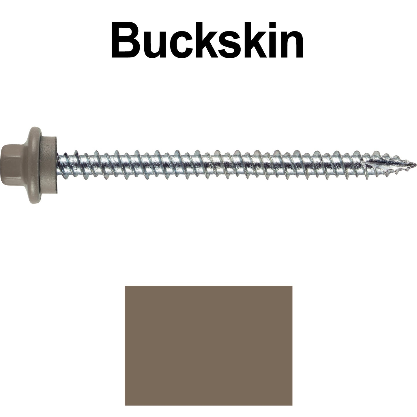 10 x 2-1/2” - STAINLESS HEX / ZINC Sheet Metal Roof Screw. Self starting metal to wood siding screws. EPDM washer. Colored head.