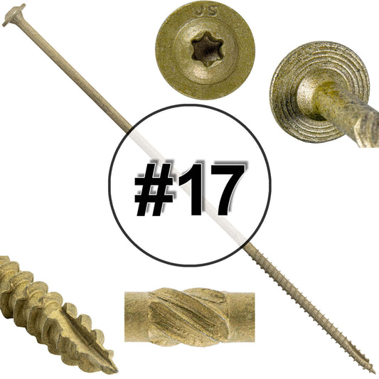 #17 Construction Lag Screw Exterior Coated Torx/Star Drive Heavy Duty Structural Lag - Modified Truss Washer Head