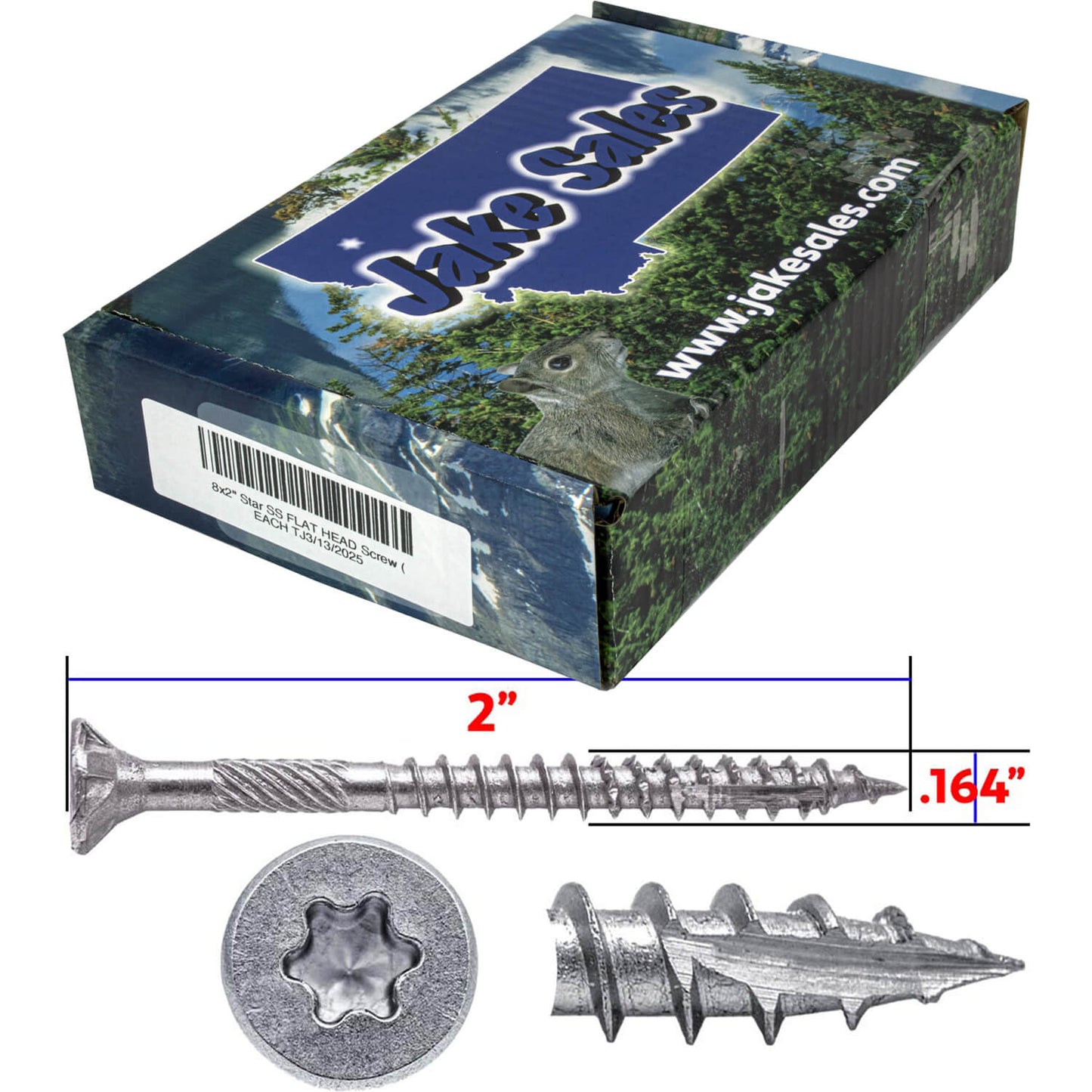 #8 Torx/Star Drive Head - 300 Grade Stainless Steel Torx/Star Drive Wood Screws - Silver Star Stainless Steel Wood Screw