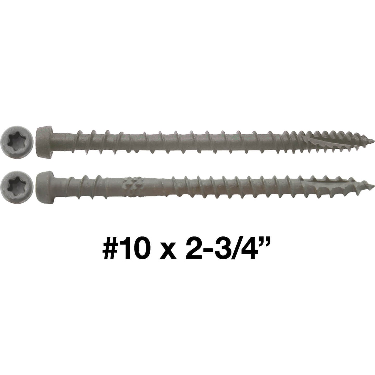 #10 x 2-3/4" Colored Composite Decking Wood Screws with Torx/Star Drive Head (T20 Bit), Exterior Coated, Compatible with Pressure Treated and ACQ Lumber