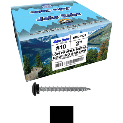 10 x 2" LOW PROFILE Star Head Roofing Screws - HI-LO Thread - Metal To Wood - T25 Torx Drive Head - EPDM washer.