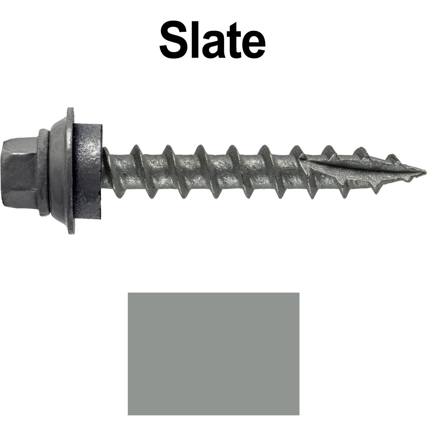 12 X 1-1/2" Metal Roofing Screws For OSB and Plywood - Galvanized Metal to Wood Type 17 Tip - 1/4" Hex Head - Assembled EPDM Washer
