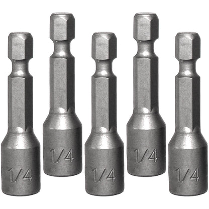 Magnetic Hex Head Driver Bits w/Quick Change Shank - Used for Installing Screws, Nuts, Bolts, etc. - Commonly Used for Metal Roofing Screws