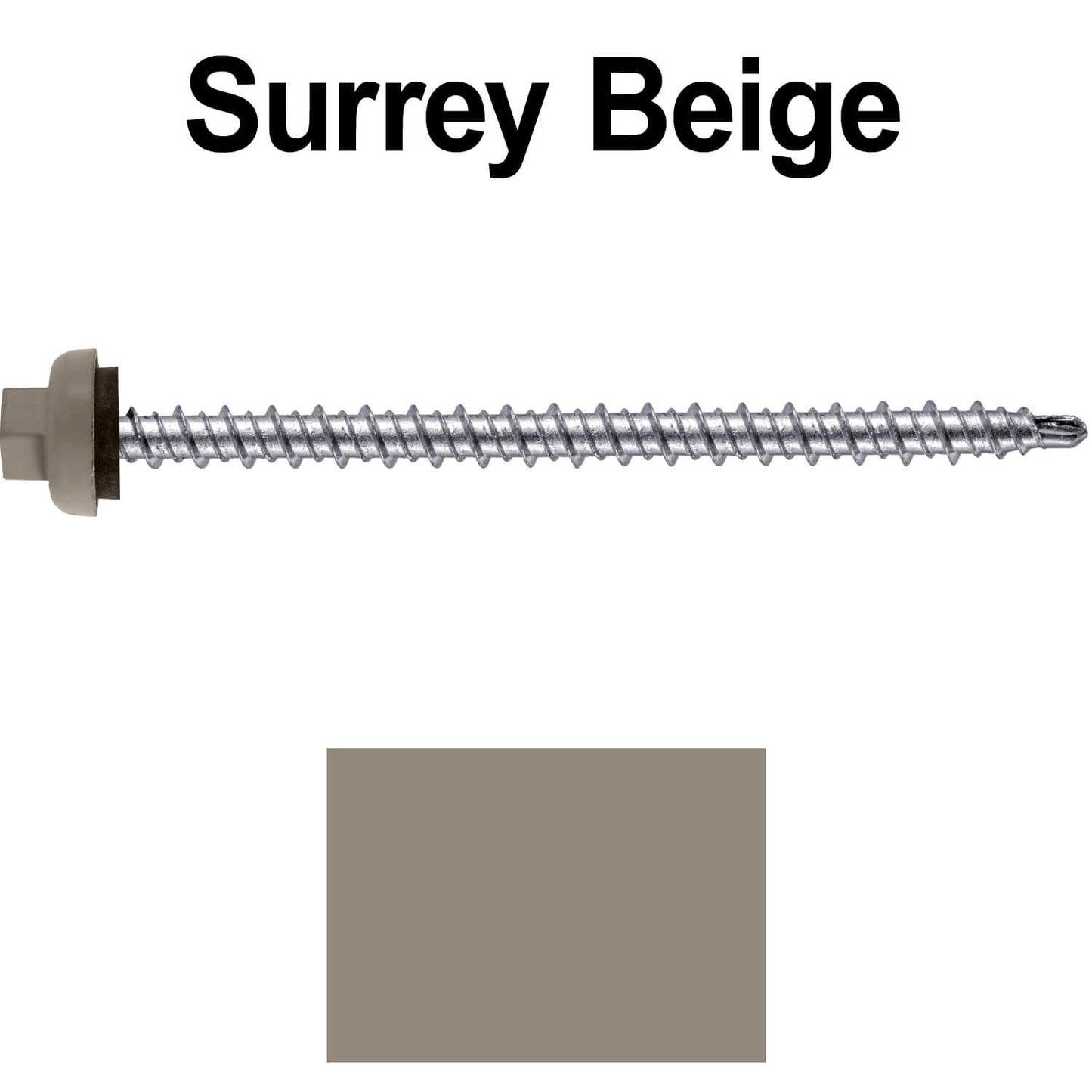 10 X 3" Zinc Aluminum Cap MINI-DRILLER Roofing Screws HI-LO THREAD Zinc Plated Carbon Steel Shank - EPDM Washer - Colored head