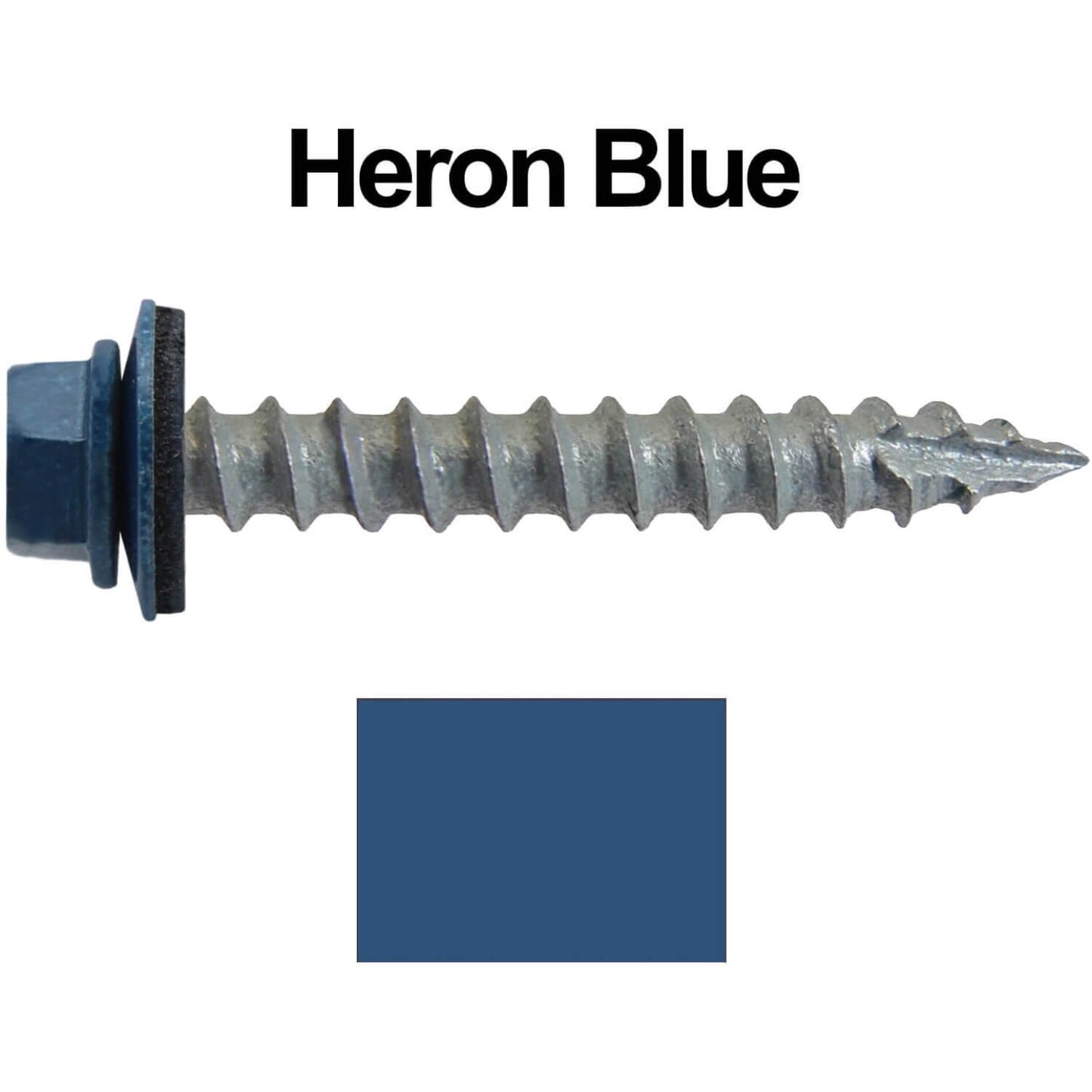 #14 x 1-1/2" Metal ROOFING SCREWS - Hex Washer Head - Self starting/self tapping - EPDM washer. Colored head.