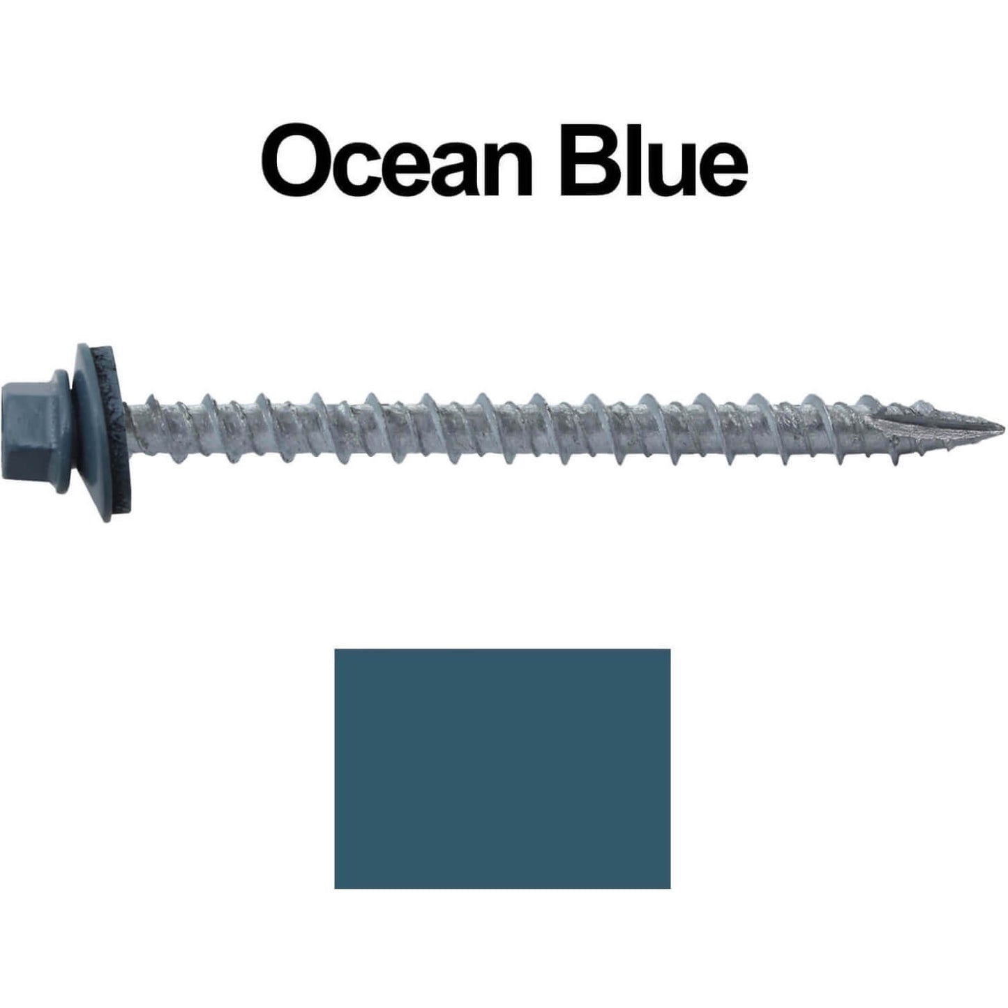 #10 x 2-1/2" Mini Driller Sheet Metal Roofing Screw - Hex Washer Head -  Self starting metal to wood siding screws. EPDM washer. Colored head.