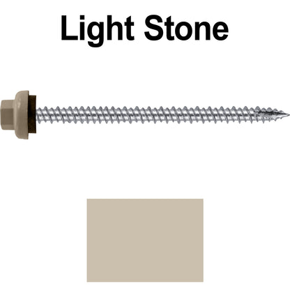 10 X 3“ HI-LO Zinc Aluminum Cap Metal Roofing Screws - Hex Washer Head - Self starting/self tapping - EPDM washer. Colored head.