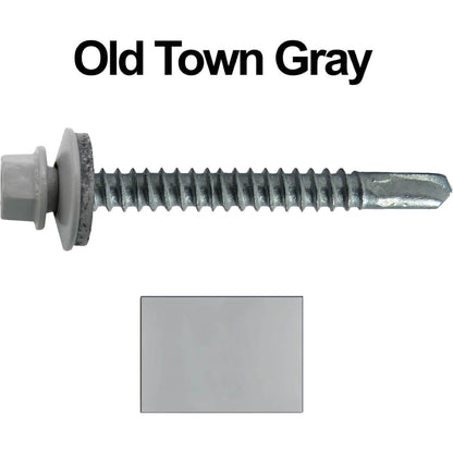 #12 x 2-1/2" Metal to Metal Type #3 Metal Roofing Screws - Hex Head Drill Point - 9/16" EPDM Washer. Colored head.