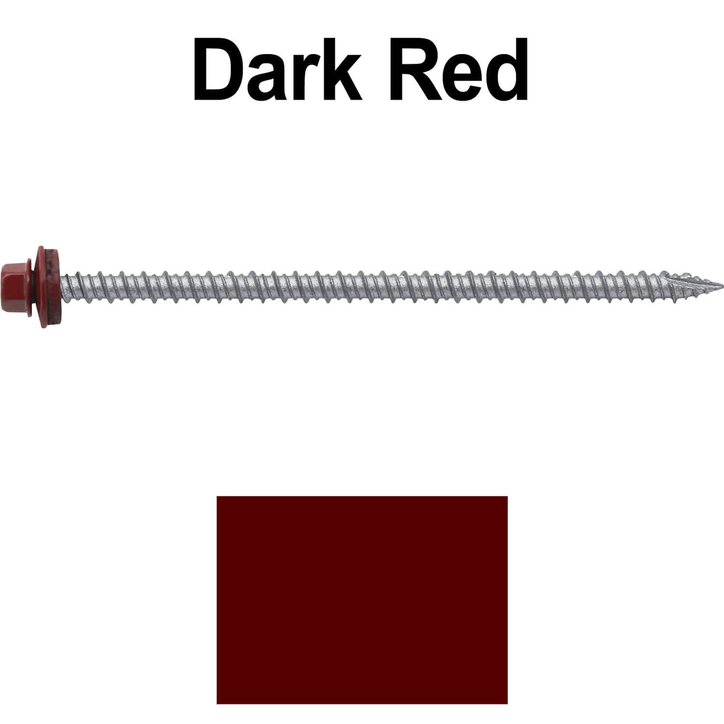 #10 x 4" Metal ROOFING SCREWS - Hex Washer Head - Self starting/self tapping - EPDM washer. Colored head.