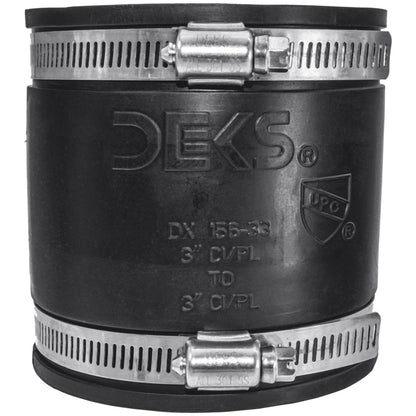 DEKS  Flexible Pipe Coupler - Leak-Proof for Clay, PVC, Copper, and Steel Connections