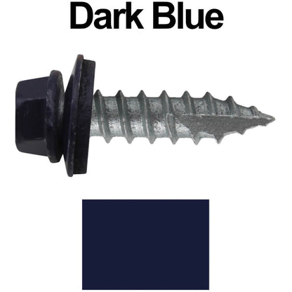 #14 x 1"  Metal ROOFING SCREWS - Hex Washer Head - Self starting/self tapping - EPDM washer. Colored head.