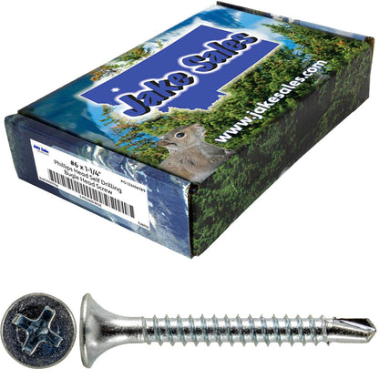 6 x 1-1/4" Bugle Head - Drywall To Metal - Phillips Head With Self Drilling #2 Drill Point tip - Zinc Coated for Corrosion Resistance. For Interior Usage.