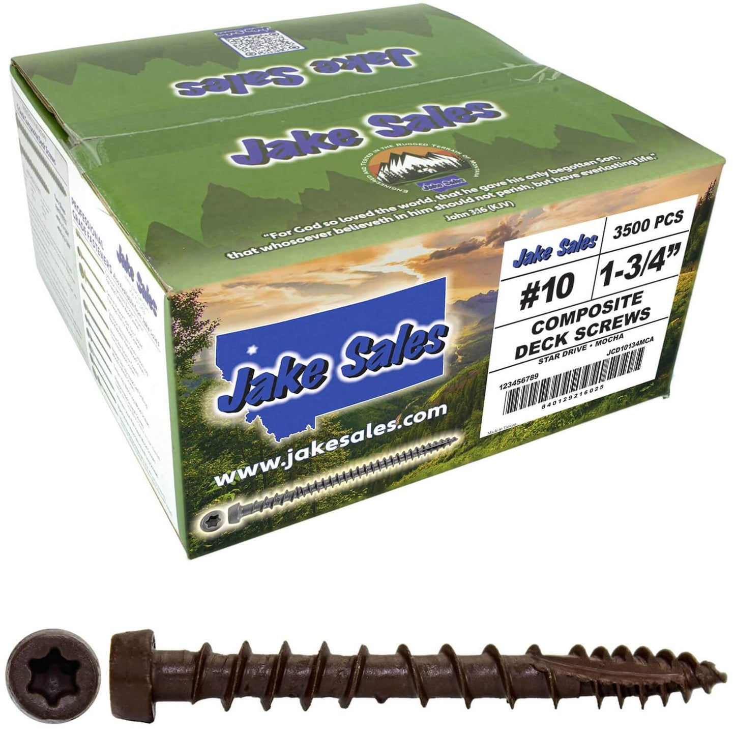 #10 x 1-3/4" Colored Composite Decking Wood Screws with Torx/Star Drive Head (T20 Bit), Exterior Coated, Compatible with Pressure Treated and ACQ Lumber