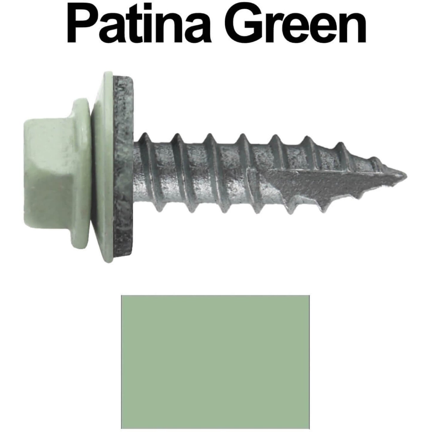 #14 x 1"  Metal ROOFING SCREWS - Hex Washer Head - Self starting/self tapping - EPDM washer. Colored head.