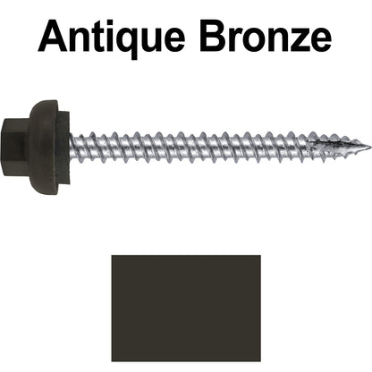 10 X 2“ HI-LO Zinc Aluminum Cap Metal Roofing Screws - Hex Washer Head - Self starting/self tapping - EPDM washer. Colored head.