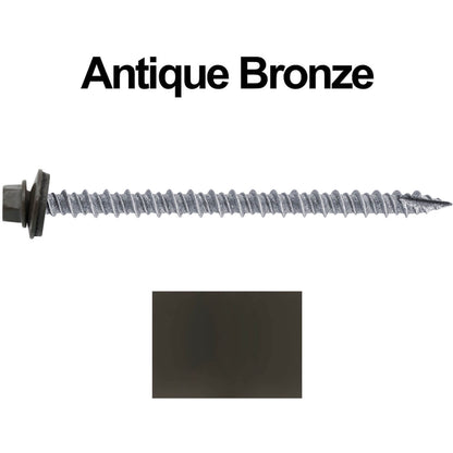 #10 x 3" Metal ROOFING SCREWS - Hex Washer Head - Self starting/self tapping - EPDM washer. Colored head.