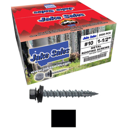 #10 x 1-1/2" Metal ROOFING SCREWS - Hex Washer Head - Self starting/self tapping - EPDM washer. Colored head.