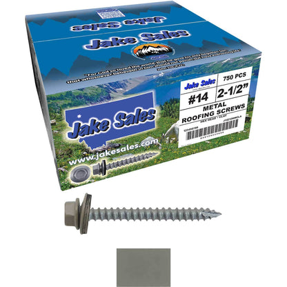#14  x 2-1/2" Metal ROOFING SCREWS - Hex Washer Head - Self starting/self tapping - EPDM washer. Colored head.