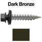 #9 x 1" Stainless Steel Metal Roofing Screws - Hex Washer Head - Self-Piercing (SP) tip metal to wood siding screws. EPDM washer. Colored head.