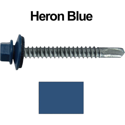 #12 x 2-1/2" Metal to Metal Type #3 Metal Roofing Screws - Hex Head Drill Point - 9/16" EPDM Washer. Colored head.