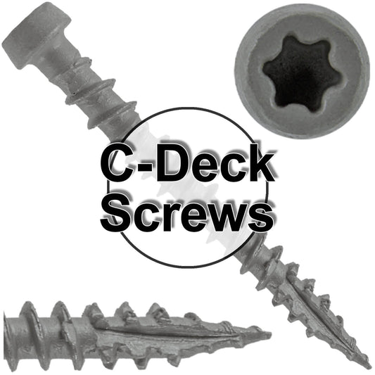 #10 x 1-3/4" Colored Composite Decking Wood Screws with Torx/Star Drive Head (T20 Bit), Exterior Coated, Compatible with Pressure Treated and ACQ Lumber