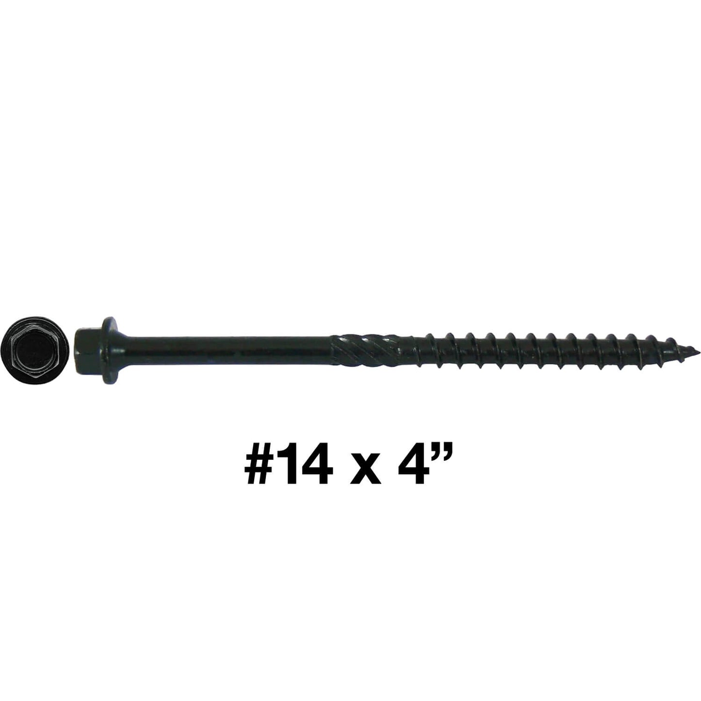 #14 Heavy-Duty Black Timber, Log & Structural Wood Screws - Exterior Coated - Use for Fastening Ledger Boards, Large Timbers, Logs and more.