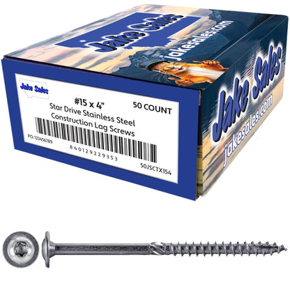 #15 Stainless Steel Construction Lag Screw  T-30 Torx/Star Drive Heavy Duty Lag Screw - Modified Truss Washer Head