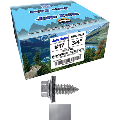 17 x 3/4" Metal Roofing Screws - Metal Panel to Metal Purlins and Recovery Screws - Hex Washer Head - EPDM washer.