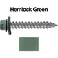 12 x 1-1/2"  Metal ROOFING SCREWS - Hex Washer Head - Self starting/self tapping - EPDM washer. Colored head.