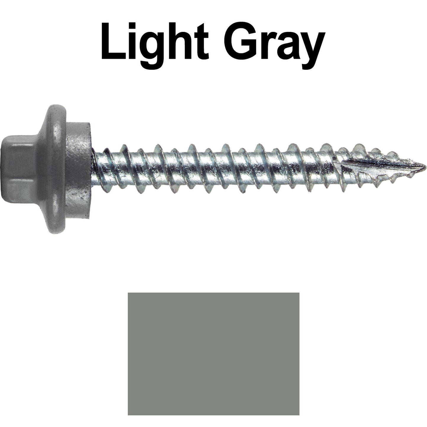 10 x 1-1/2" - STAINLESS HEX / ZINC Sheet Metal Roof Screw. Self starting metal to wood siding screws. EPDM washer. Colored head.