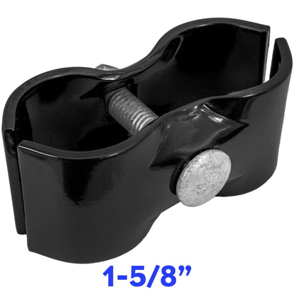Black Powder Coated Chain Link Fence Panel Clamps with Bolts & Nuts - Saddle Clamps for Dog Kennels and Temporary Fencing