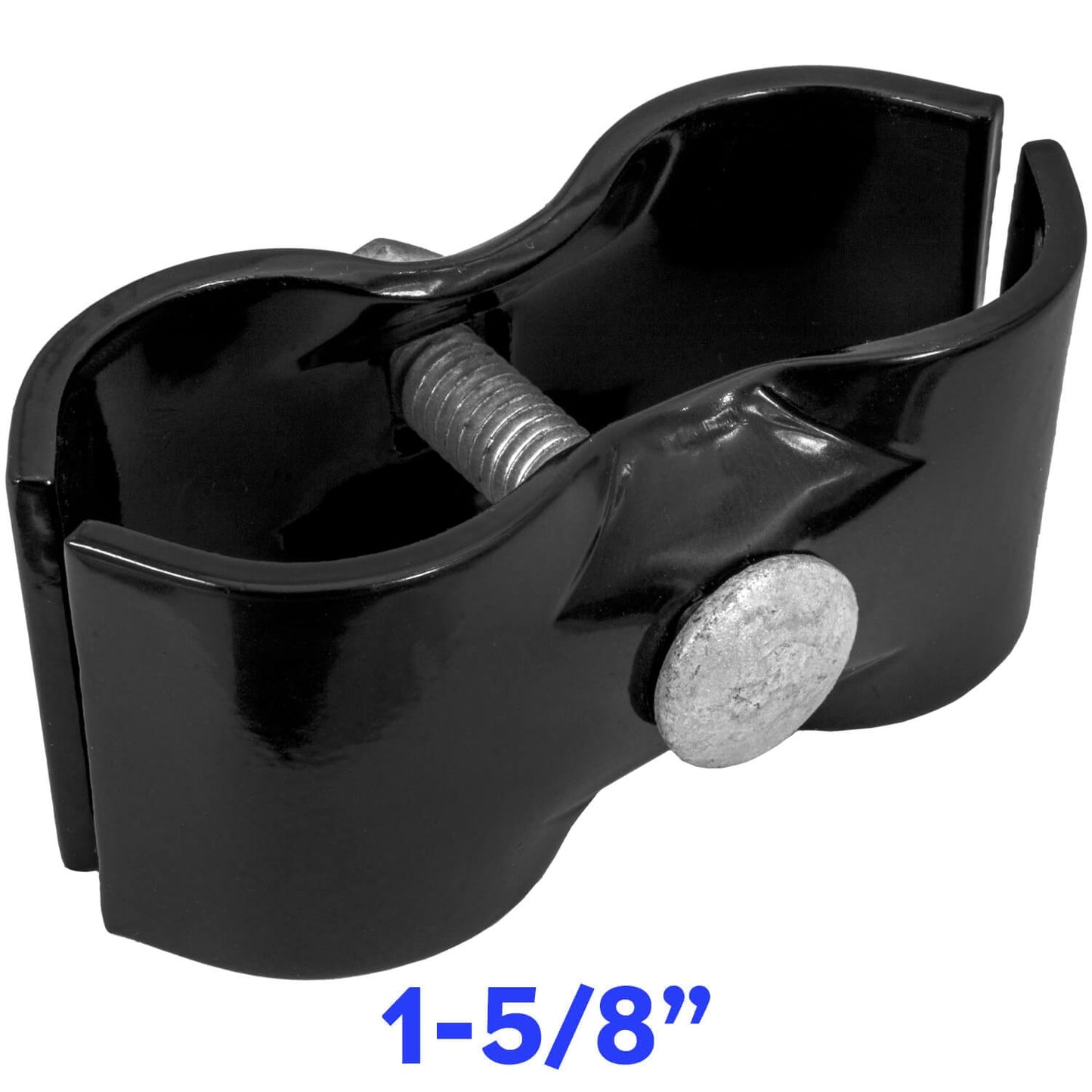 Black Powder Coated Chain Link Fence Panel Clamps with Bolts & Nuts - Saddle Clamps for Dog Kennels and Temporary Fencing