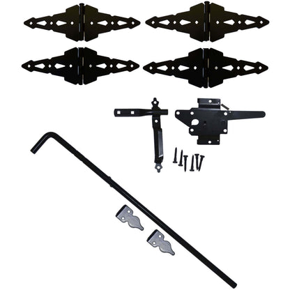 Jake Sales Gate Hardware Kits - Single/Double Gates, Dual Latch, Black Coated