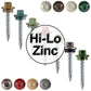 10 x 1-1/2" - STAINLESS HEX / ZINC Sheet Metal Roof Screw. Self starting metal to wood siding screws. EPDM washer. Colored head.