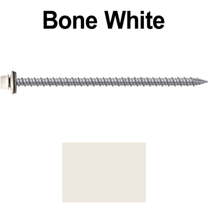 #10 x 4" Metal ROOFING SCREWS - Hex Washer Head - Self starting/self tapping - EPDM washer. Colored head.