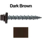 #10 x 1-1/2" Metal ROOFING SCREWS - Hex Washer Head - Self starting/self tapping - EPDM washer. Colored head.