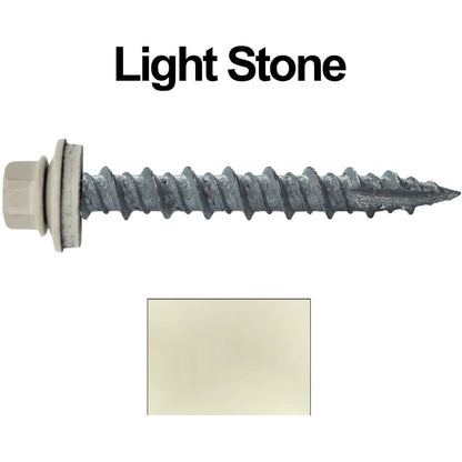 #10 x 1-1/2" Metal ROOFING SCREWS - Hex Washer Head - Self starting/self tapping - EPDM washer. Colored head.