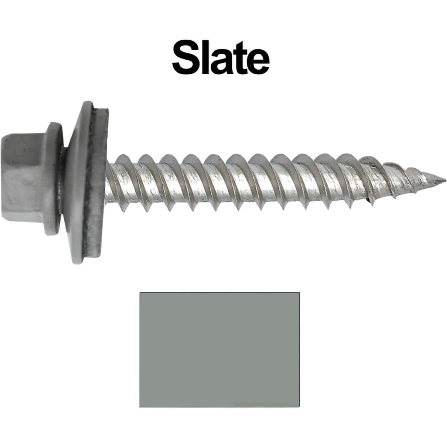 12 x 1-1/2" Stainless Steel Metal Roofing Screw - Hex Washer Head - Self starting/self tapping - EPDM washer. Colored head.
