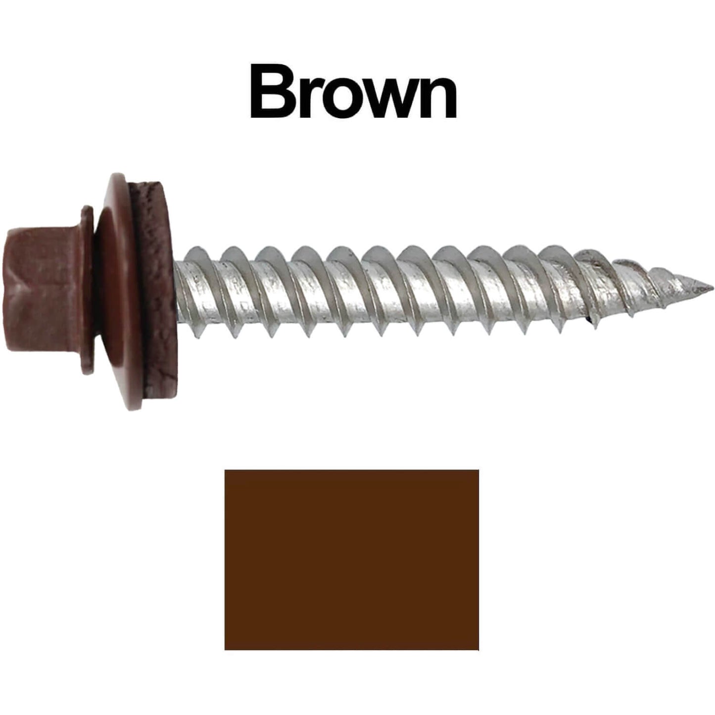 12 x 1-1/2" Stainless Steel Metal Roofing Screw - Hex Washer Head - Self starting/self tapping - EPDM washer. Colored head.