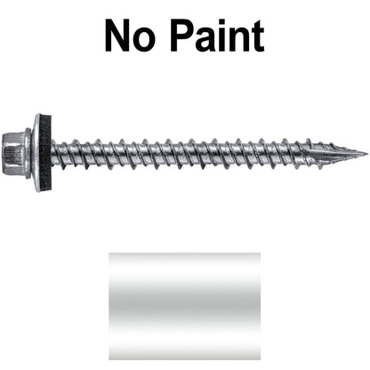 #9 x 2" Stainless Steel Metal Roofing Screws - Hex Washer Head - Self-Piercing (SP) tip metal to wood. EPDM washer. Colored head.