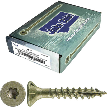 #8 x 3/4" - 2" Bronze Exterior Coated Wood Screw Torx/Star Drive Head - Multipurpose Exterior Coated Torx/Star Drive Wood Screws
