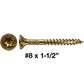 #8 x 1-1/2" Gold Star Wood Screw, T-20 Torx Drive, Flat Head (OVERSTOCK)