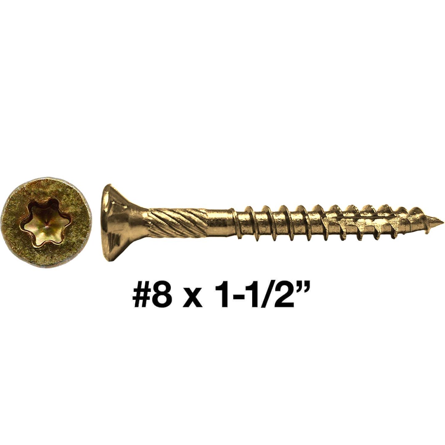 #8 x 1-1/2" Gold Star Wood Screw, T-20 Torx Drive, Flat Head (OVERSTOCK)