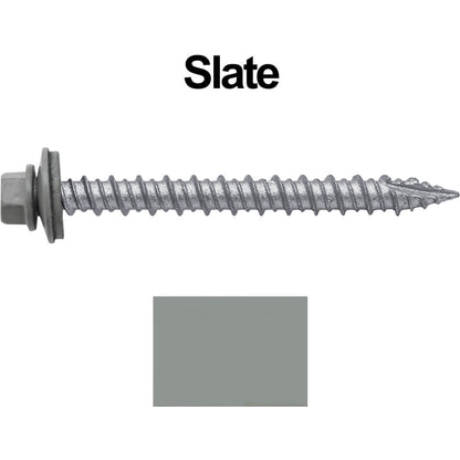 #10 x 2" Metal ROOFING SCREWS - Hex Washer Head - Self starting/self tapping - EPDM washer. Colored head.