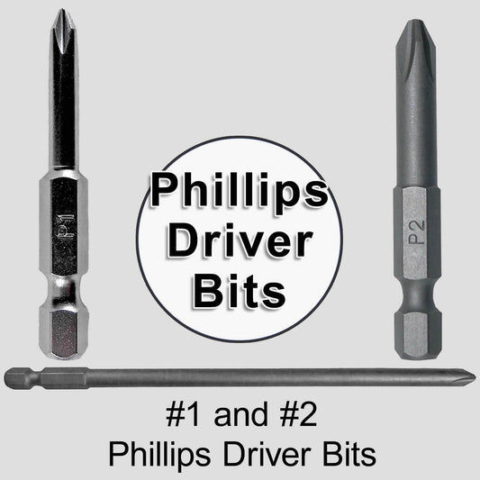 #1 and #2 Phillips Driver Bits - with 1/4" Quick Change Out Shank