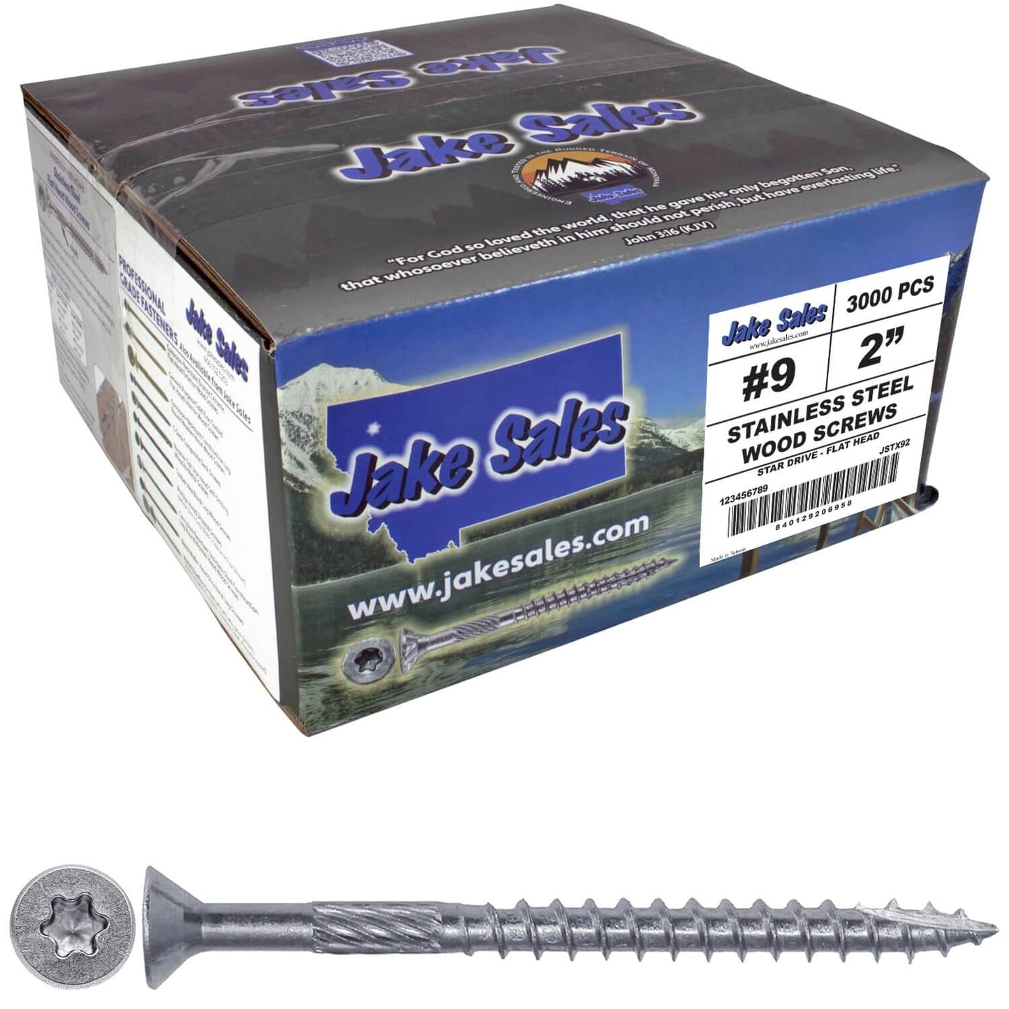 #9 Silver Star Stainless Steel Wood Screw Torx/Star Drive Head - Grade 300 Series Stainless Steel Torx/Star Drive Wood Screws