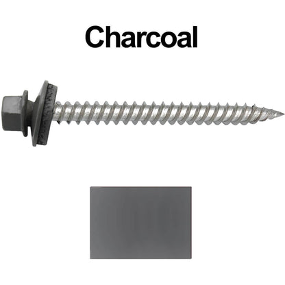 12 x 2-1/2" Stainless Steel Metal Roofing Screw - Hex Washer Head - Self starting/self tapping - EPDM washer. Colored head.